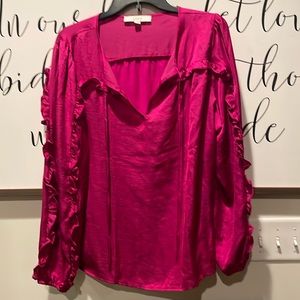 Hot pink Loft blouse - like new